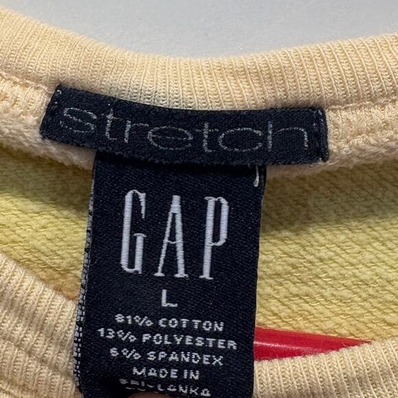 Vintage Gap Crewneck Sweater Womens L White Yellow Striped Y2K Preppy Stretch - Picture 6 of 8